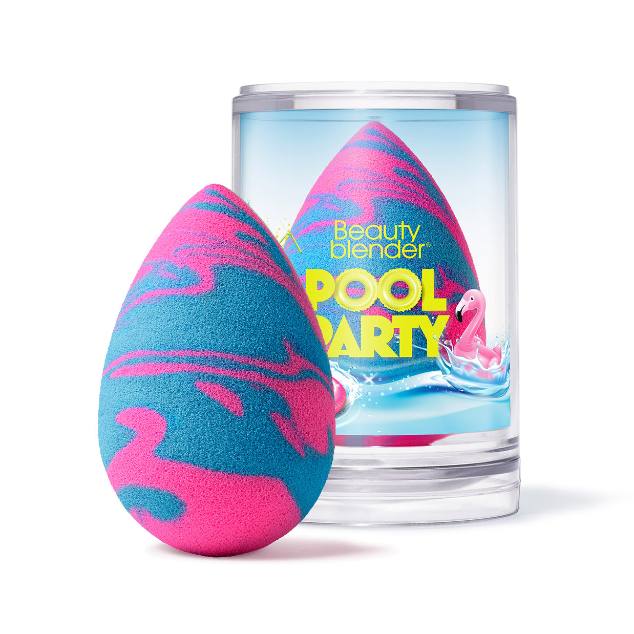 Beautyblender Pool Party Beauty Blender Makeup Sponge In Front of Canister