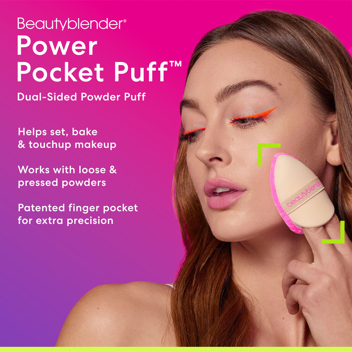 Power Pocket Puff™ Dual-Sided Powder Puff for Setting and Baking.