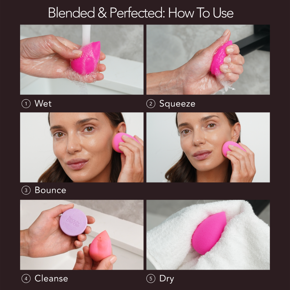 Beautyblender graphic explaining the sponge's foam and blending benefits