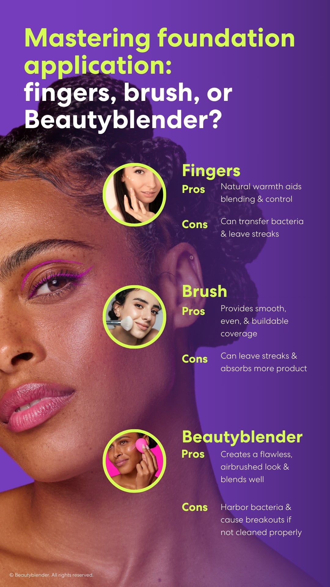 Mastering foundation application: fingers, brush, or Beautyblender?