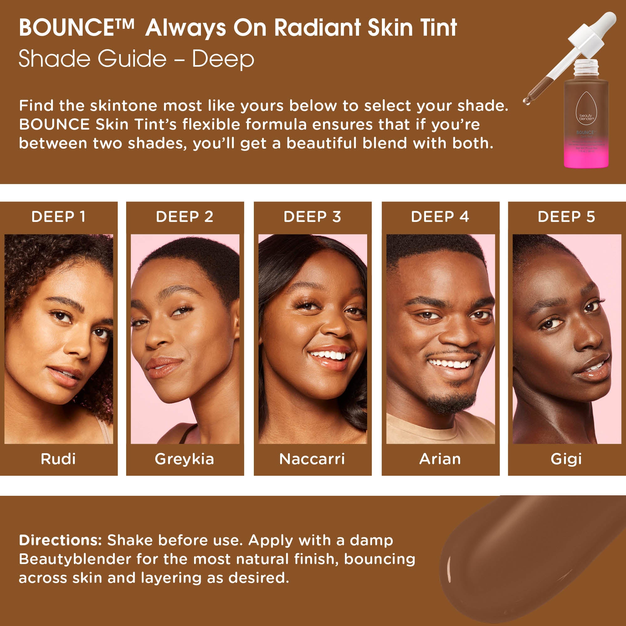Deep 1(Beautyblender bounce skin tint shade guide)
