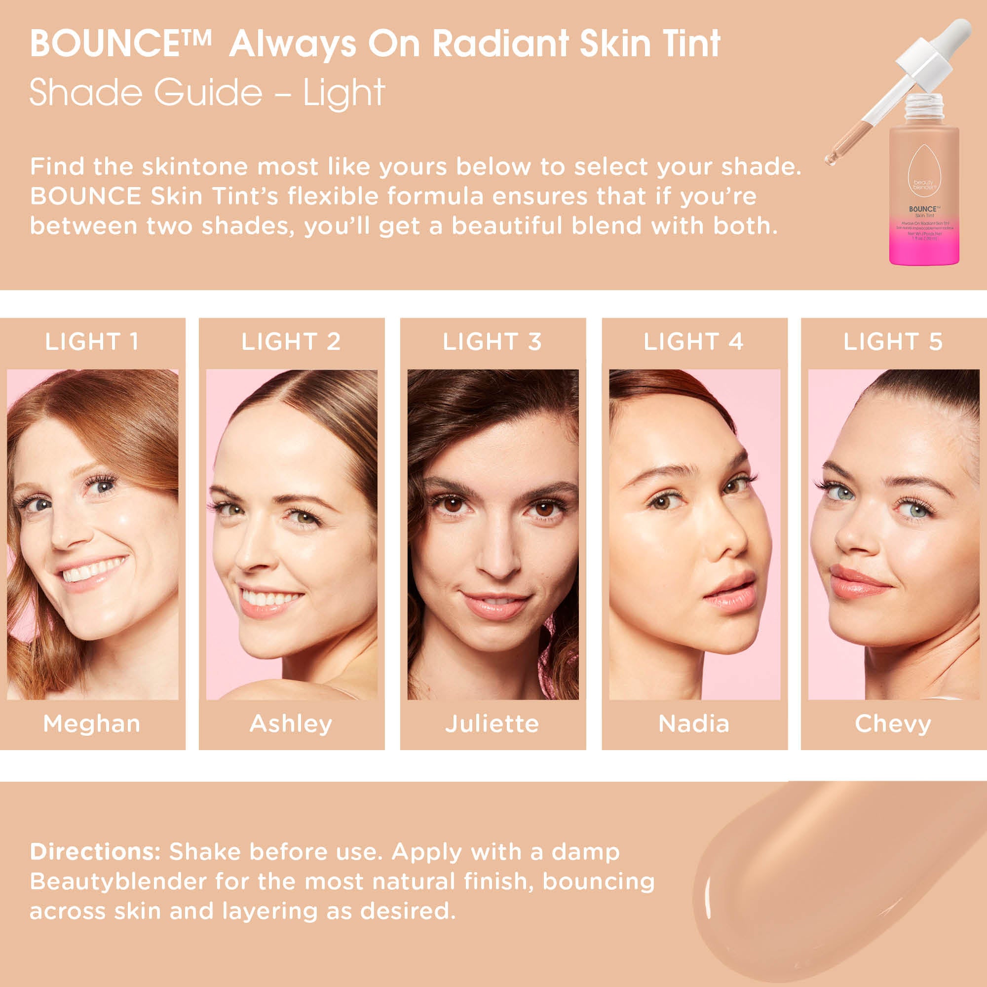 Light 2(Beautyblender bounce skin tint shade guide)